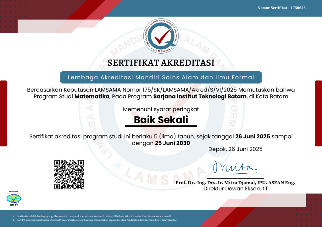 Bangga! Prodi Matematika ITEBA Resmi Terakreditasi “Baik Sekali” oleh LAMSAMA